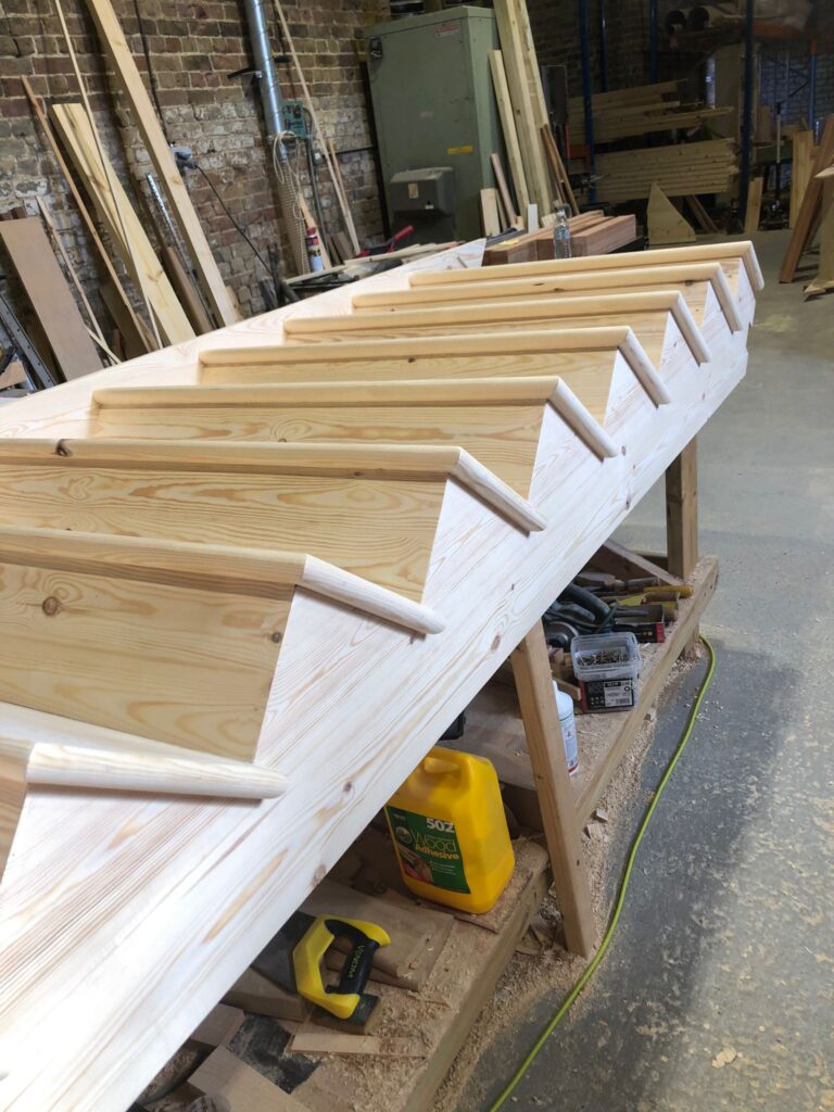 Softwood cut wreathed string staircase – London