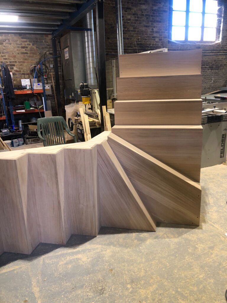 cut string oak staircase – London